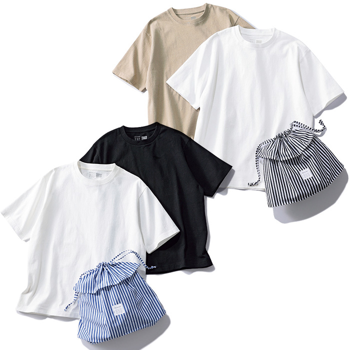 大人に似合う・巾着つき USAコットンTシャツ（2枚入り）