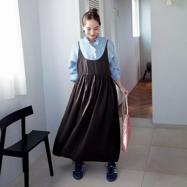 12closet【石上美津江さんコラボ】【洗える】キュプラジャカードワンピース￥22,000