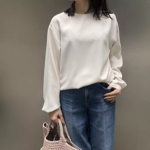 華やぎもシンプルも楽しめる【とろみ】スカーフつきブラウス【E by eclat 40代・50代ファッション】