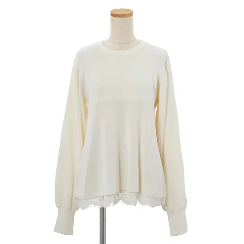 E by eclatRoom no.8 for E by eclat 裾レースペプラムニット￥25,300