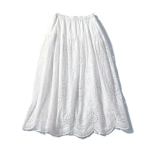 12closet【洗える】インドコットン刺しゅうレーススカート￥22,000