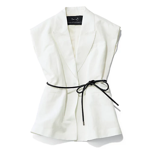 Room no.8リネン混ベスト￥50,600