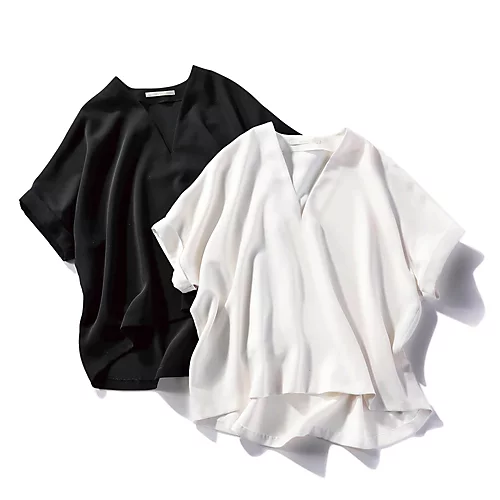 【とろみ】Vネックブラウス