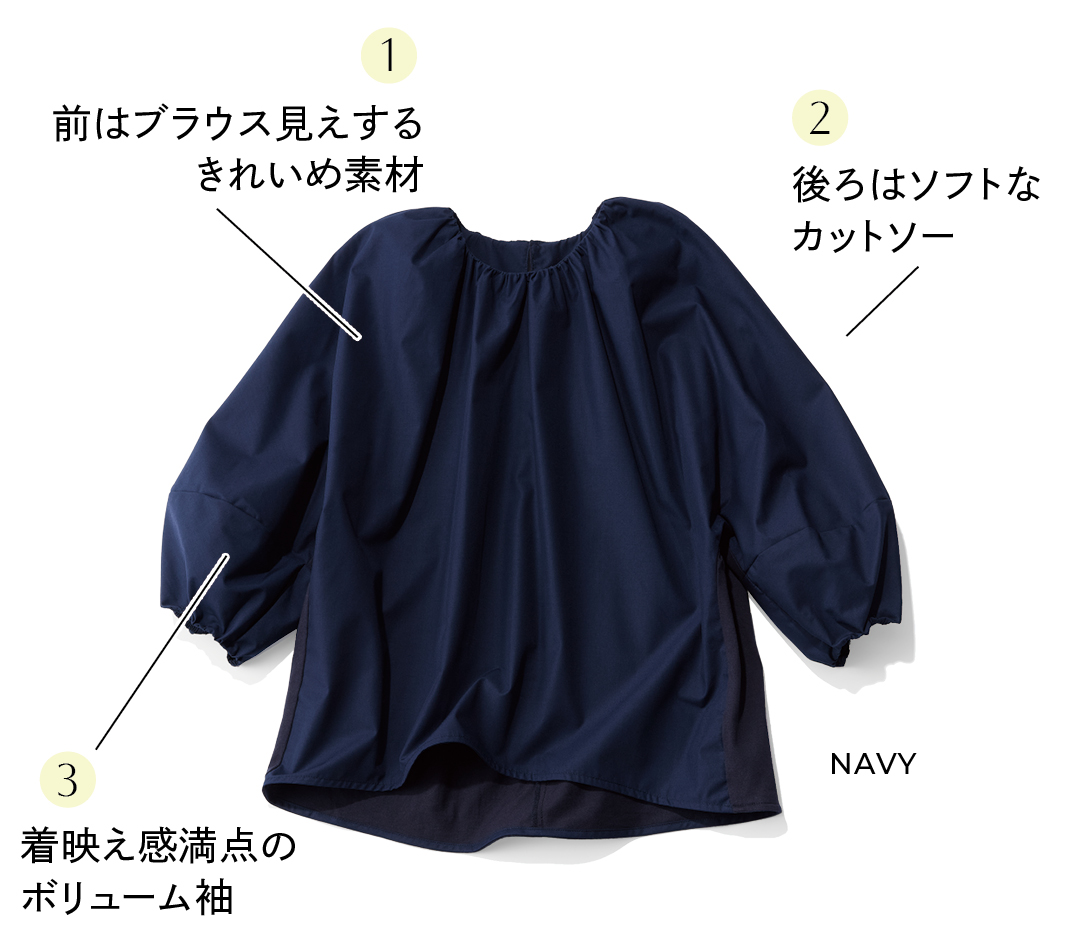 エムセブンデイズの【洗える】布帛ドッキングTシャツ　ハイパポイント