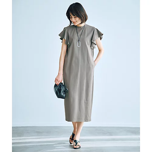 E by eclat袖フリル接触冷感ワンピース