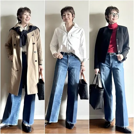  【エクラ 華組　岡部みわこさん】「SLOANE × eclat【別注】スーパーナチュラル　センタータックパンツ」エフォートレスでキレイに着回せる3コーデ