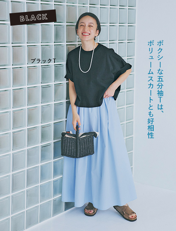 大人に似合う・巾着付き USAコットンワイドTシャツ＆ノースリーブTシャツ