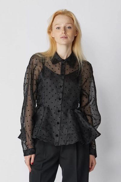 GANNIFlocked Organza Peplum Shirt￥57,200