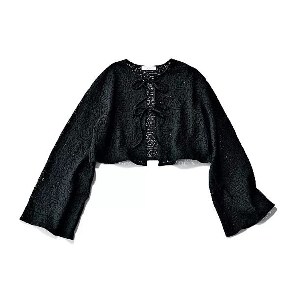 12closet【浅見れいなさんコラボ】【洗える】ワイドスリーブレースカーディガン￥15,400