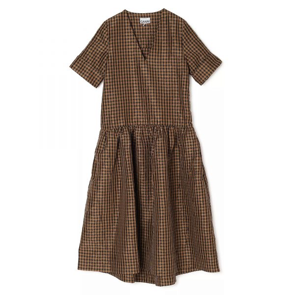 GANNICrinkled Taffeta Check Long Dress¥56,100