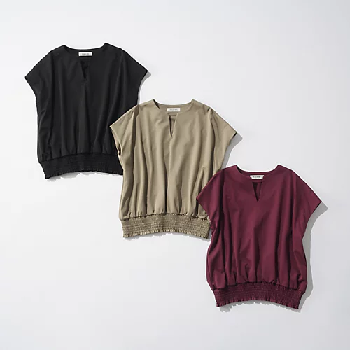 E by eclatキーネック裾ギャザートップス￥15,400