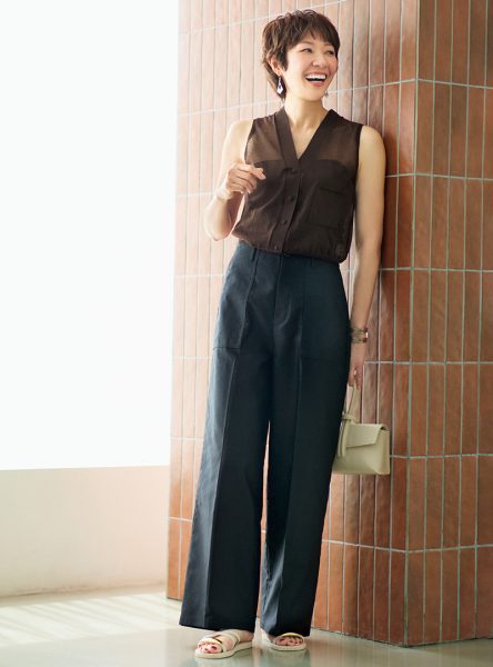 E by éclatの夏名品、着比べました!168cmと159cmでわかるリアルな着こなし比較 éclat premium2026年8月号特集