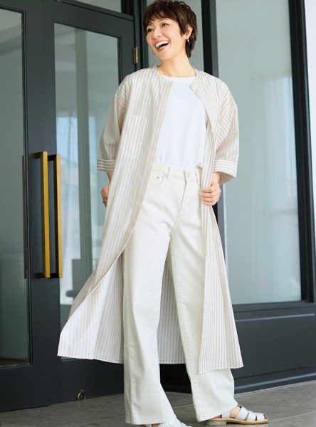 E by éclatの夏名品、着比べました!168cmと159cmでわかるリアルな着こなし比較 éclat premium2026年8月号特集