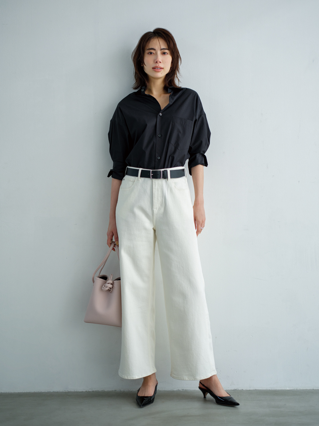 bemi×ヘルシーデニムの【Marisol別注】Pink Pepperワイドデニムコーデ