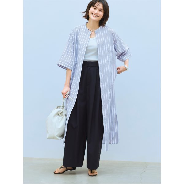 【エクラ 華組 高田季世子さん】ワンピース着回し6コーデ「drawell for E by eclat シャツワンピース」