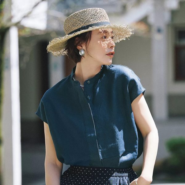 12closet【洗える】ヨーロピアンリネンバンドカラーブラウス￥17,600