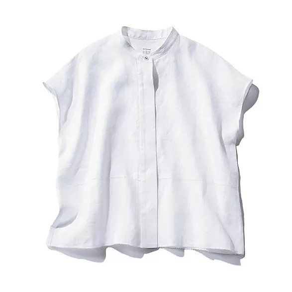 12closet【洗える】ヨーロピアンリネンバンドカラーブラウス￥17,600
