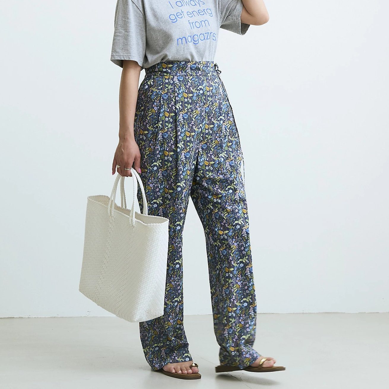 12closet【洗える】リバティプリントタックパンツ¥22,000