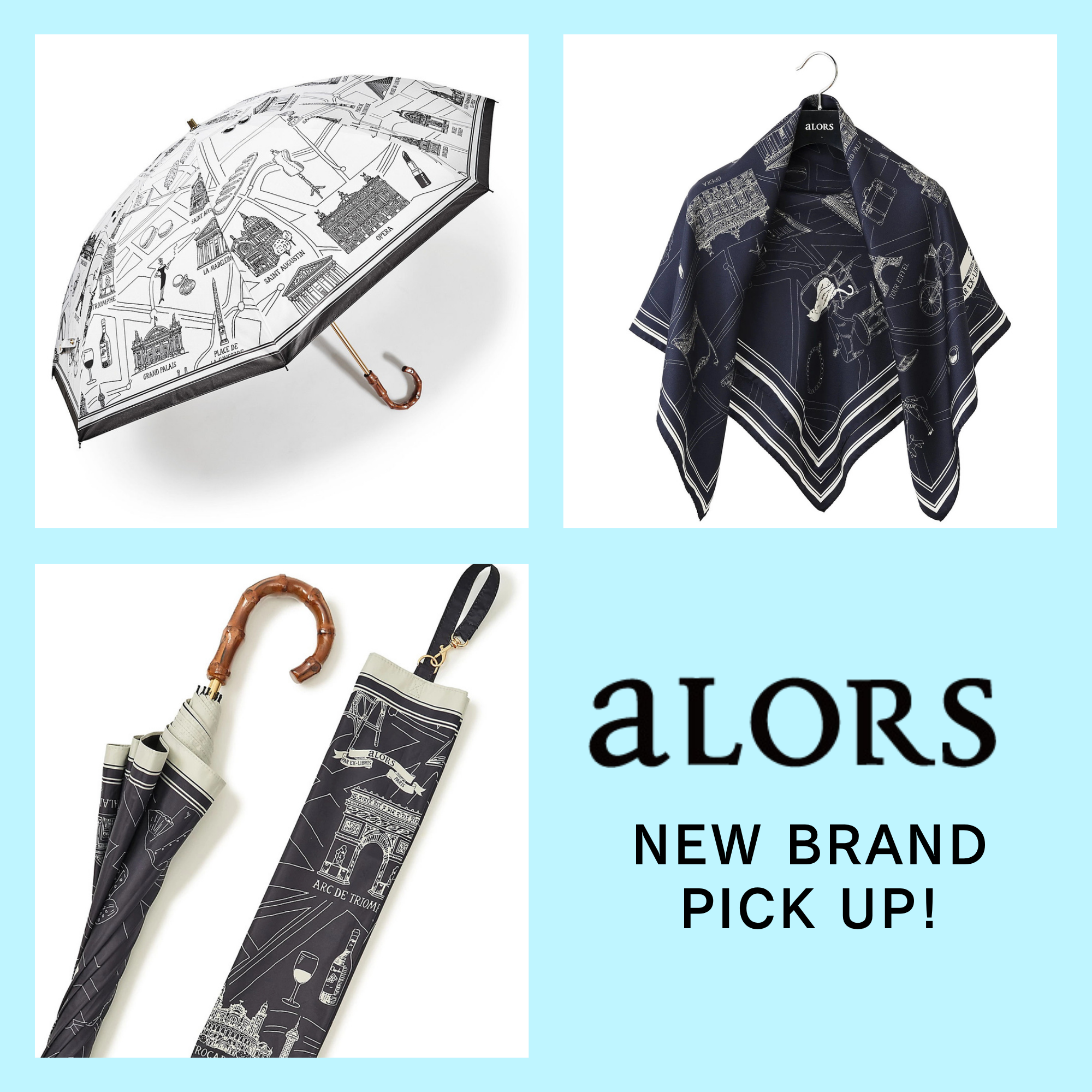 ＼期間限定／いま、話題のブランドaLORS（アロー）から、パリの街並みがモチーフの晴雨兼用傘と、スカーフが登場！【40代ファッション】