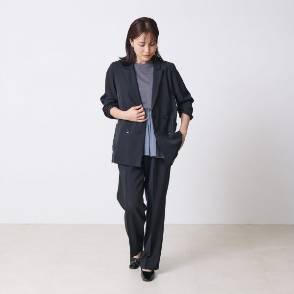 12closet【洗える】異素材切り替えフレンチTシャツ¥12,100 コーデ3