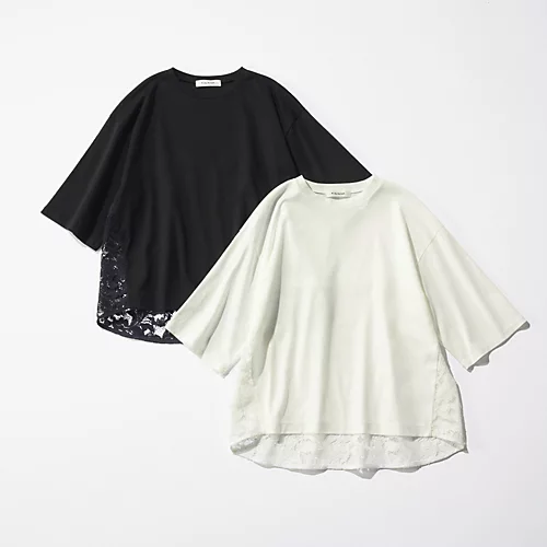 E by eclatバックレース切り替えTシャツ¥14,300