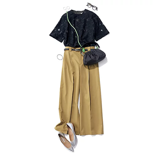 E by eclat撥水チノワイドタックパンツ￥19,800