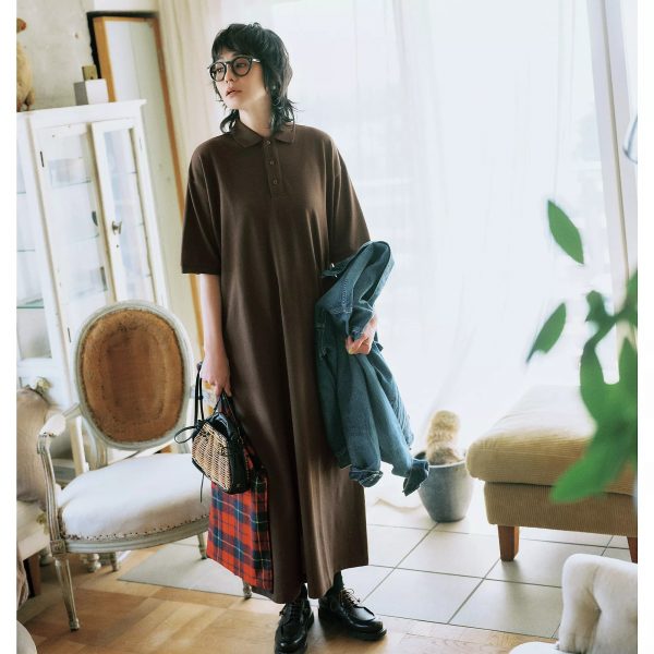 12closet【石上美津江さんコラボ】【洗える】鹿の子ポロワンピース¥12,100