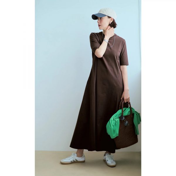 12closet【洗える】【汗じみ軽減】フレアTワンピース¥14,300
