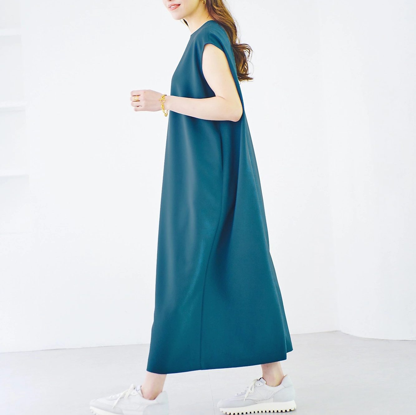 12closet【DEAR DAYS】【洗える】華奢見えフレンチスリーブコクーンワンピース