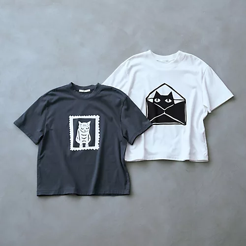 PLAIN PEOPLE×eclatキャットプリントTシャツ¥14,300